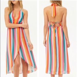 Essue Multi Color Striped Halter High Low Dress